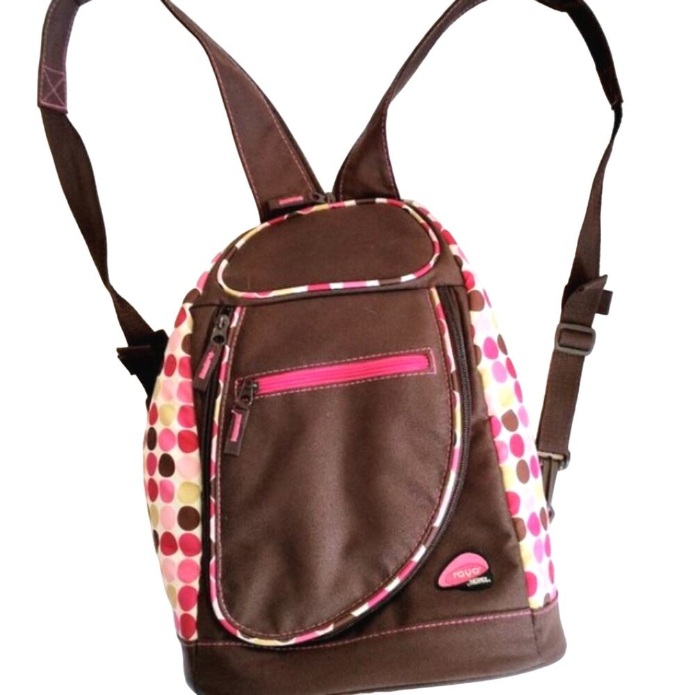 Picnic Backpack THERMAL UTILITY BROWN PINK Polka Dot Travel Food Cooler Lunch
